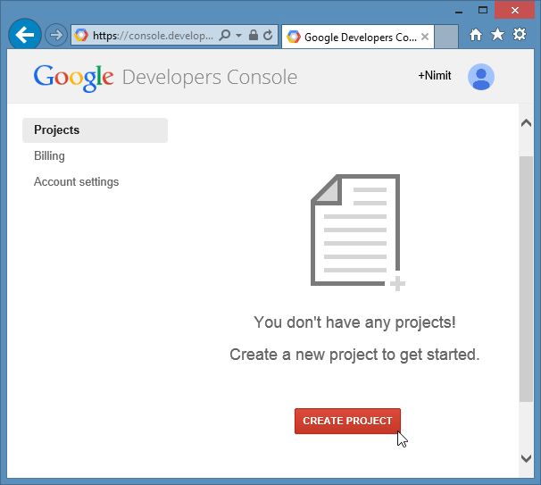 Creating Project in Google Developer